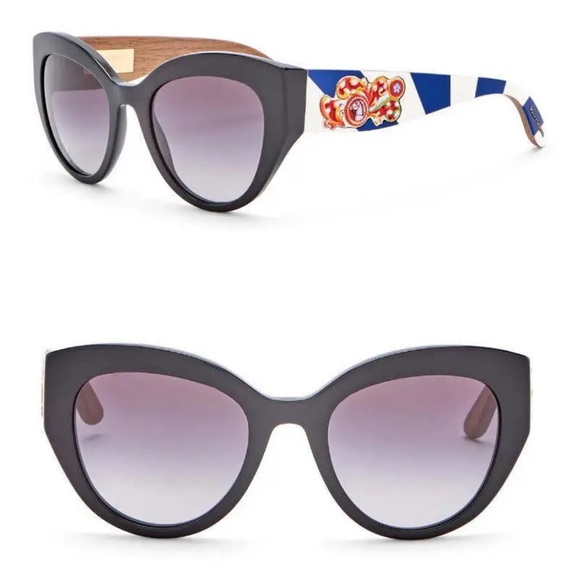 Dolce&Gabbana Cat Eye Horse Emblem Sunglasses Colorful Arms Handmade Areas NWT - Picture 1 of 16